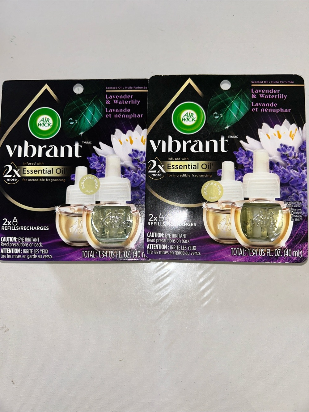 2x Air Wick Vibrant Lavender & Waterlily Plug-In Refills - Purple